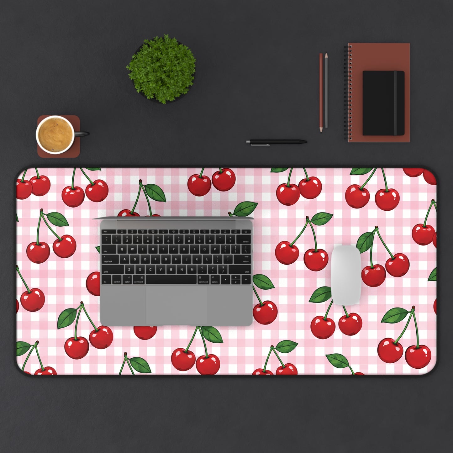Gingham Cherries Teachers Desk Mat