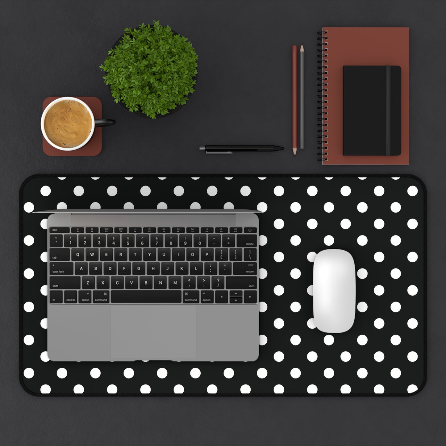 Black and White Spots Teacher Desk Mat