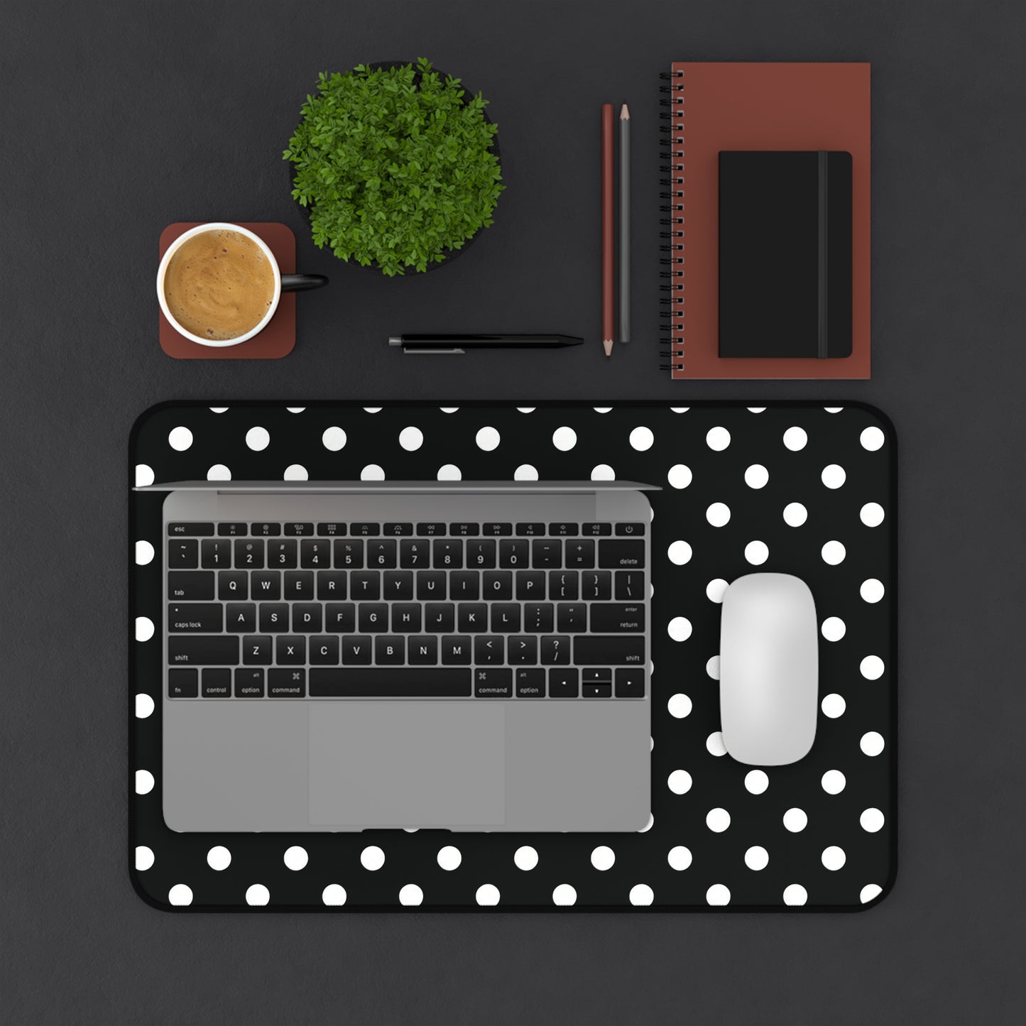 Black and White Spots Teacher Desk Mat