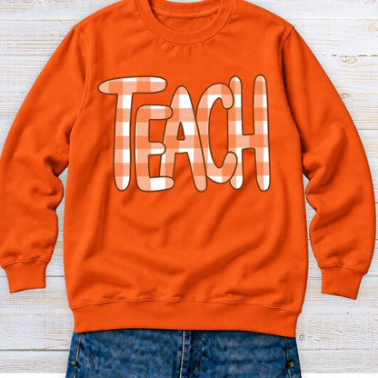 Teach Gingham Teacher Sweatshirt