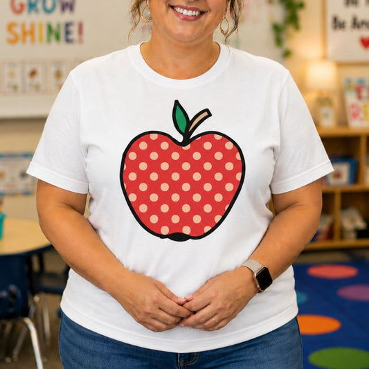 Large Spotty Apple Teacher T-Shirt