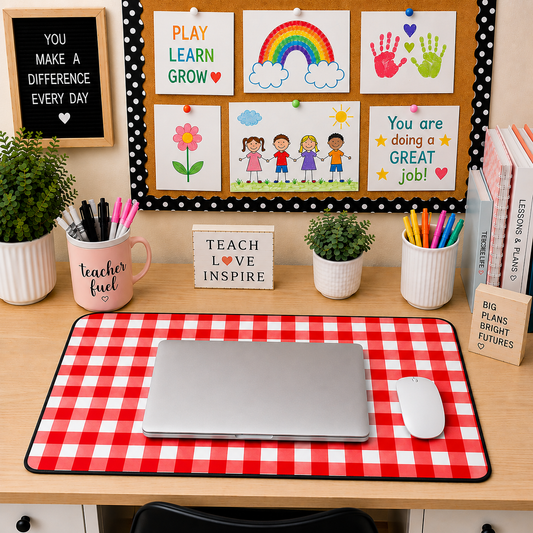 Red Gingham Teacher Desk Mat