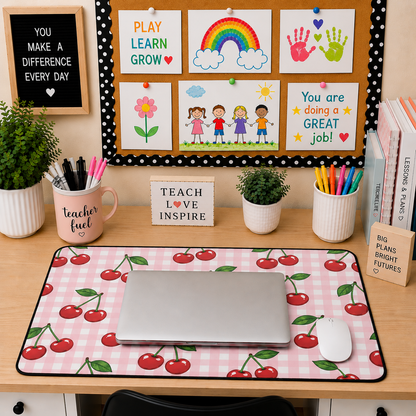 Gingham Cherries Teachers Desk Mat