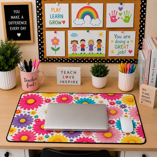 Colorful Daisies Teacher Desk Mat