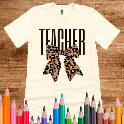 Animal Print Bow Teacher Shirt - teachngear
