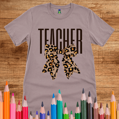 Animal Print Bow Teacher Shirt - teachngear