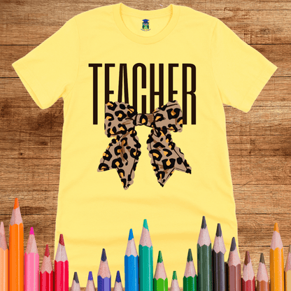 Animal Print Bow Teacher Shirt - teachngear