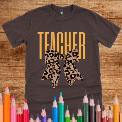 Animal Print Bow Teacher Shirt - teachngear