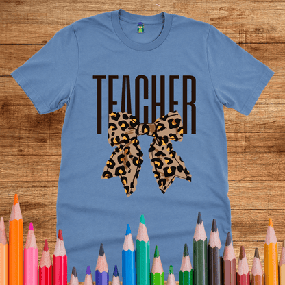 Animal Print Bow Teacher Shirt - teachngear