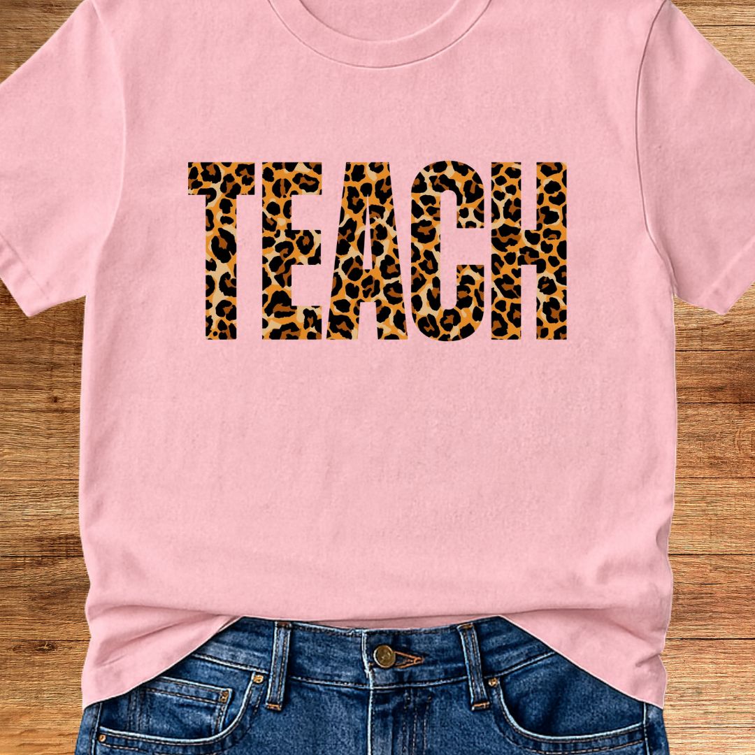 Animal Print Teach Teacher T-Shirt - teachngear