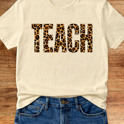 Animal Print Teach Teacher T-Shirt - teachngear