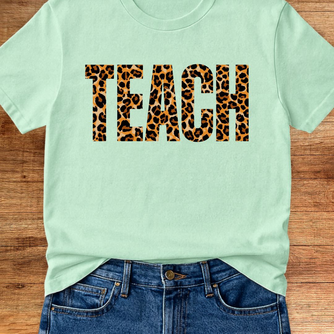 Animal Print Teach Teacher T-Shirt - teachngear