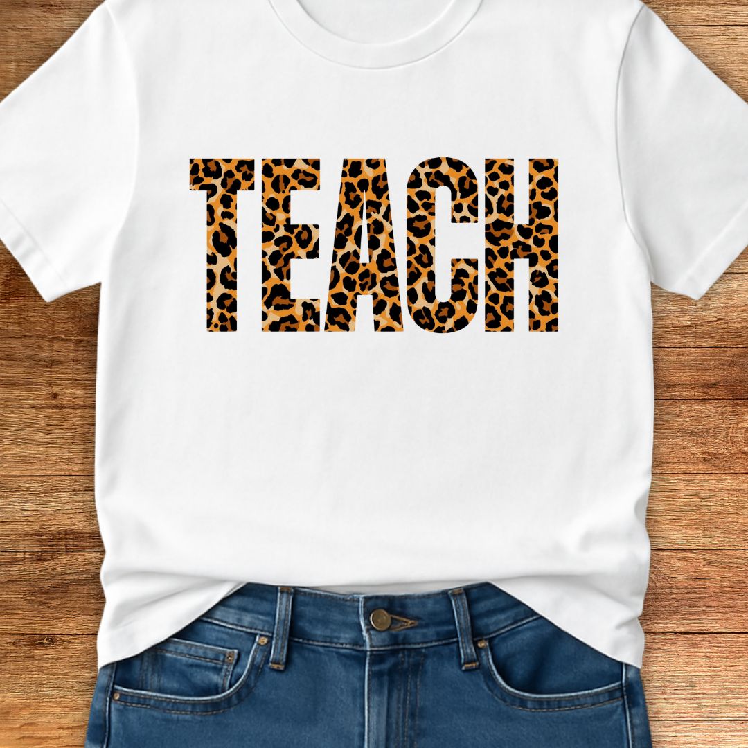 Animal Print Teach Teacher T-Shirt - teachngear