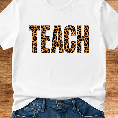 Animal Print Teach Teacher T-Shirt - teachngear