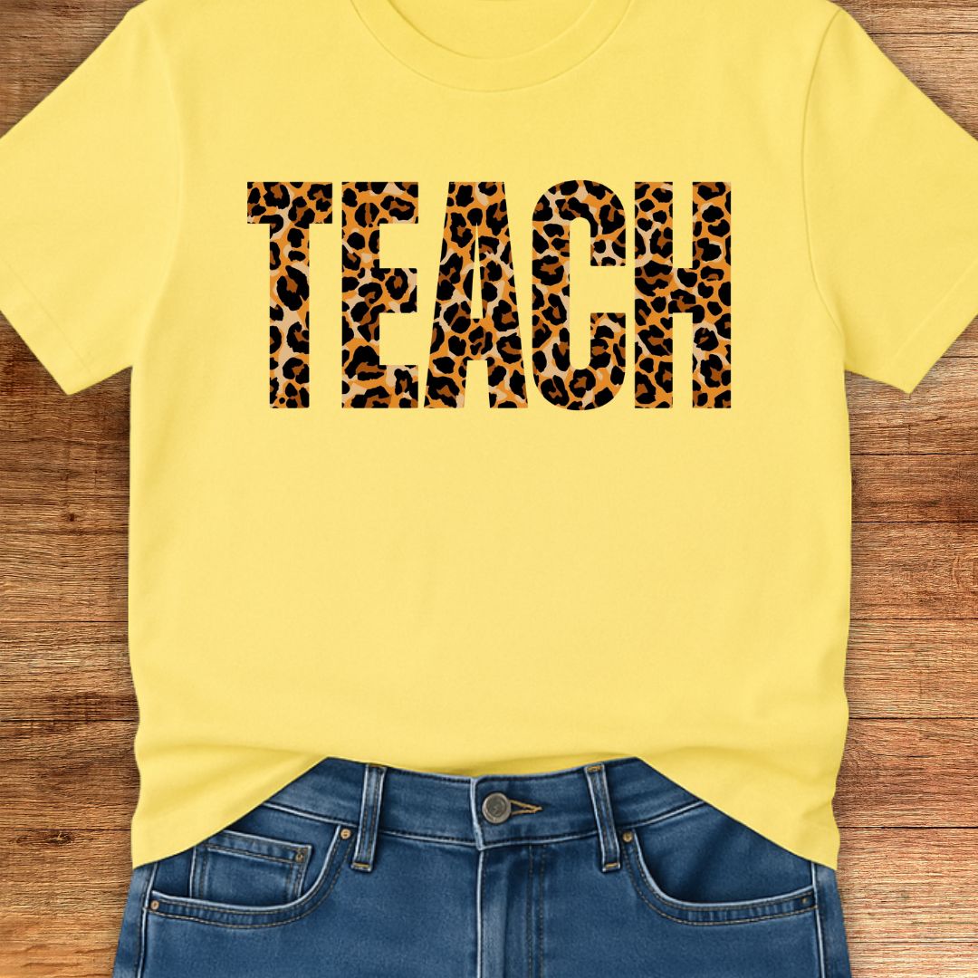 Animal Print Teach Teacher T-Shirt - teachngear
