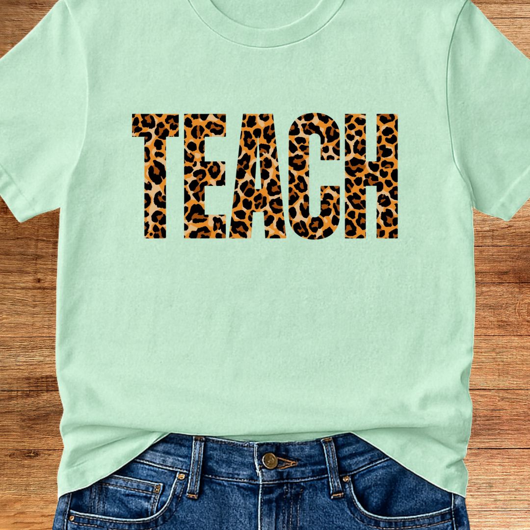 Animal Print Teach Teacher T-Shirt - teachngear