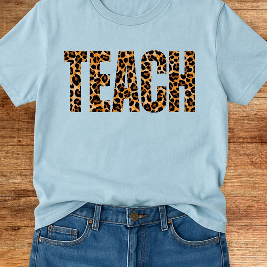 Animal Print Teach Teacher T-Shirt - teachngear