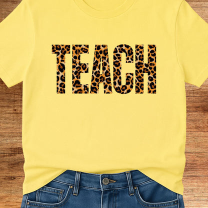 Animal Print Teach Teacher T-Shirt - teachngear