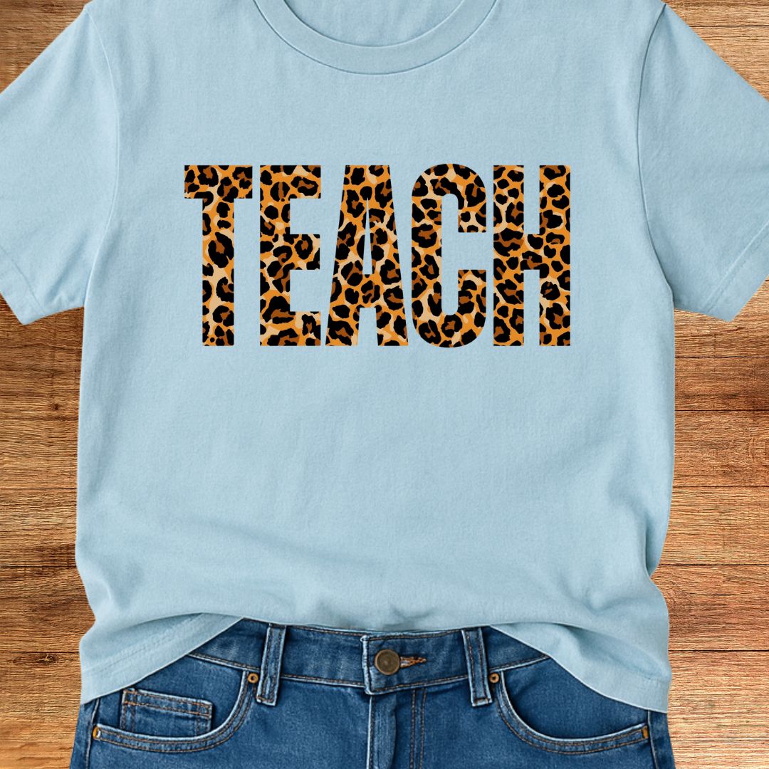 Animal Print Teach Teacher T-Shirt - teachngear