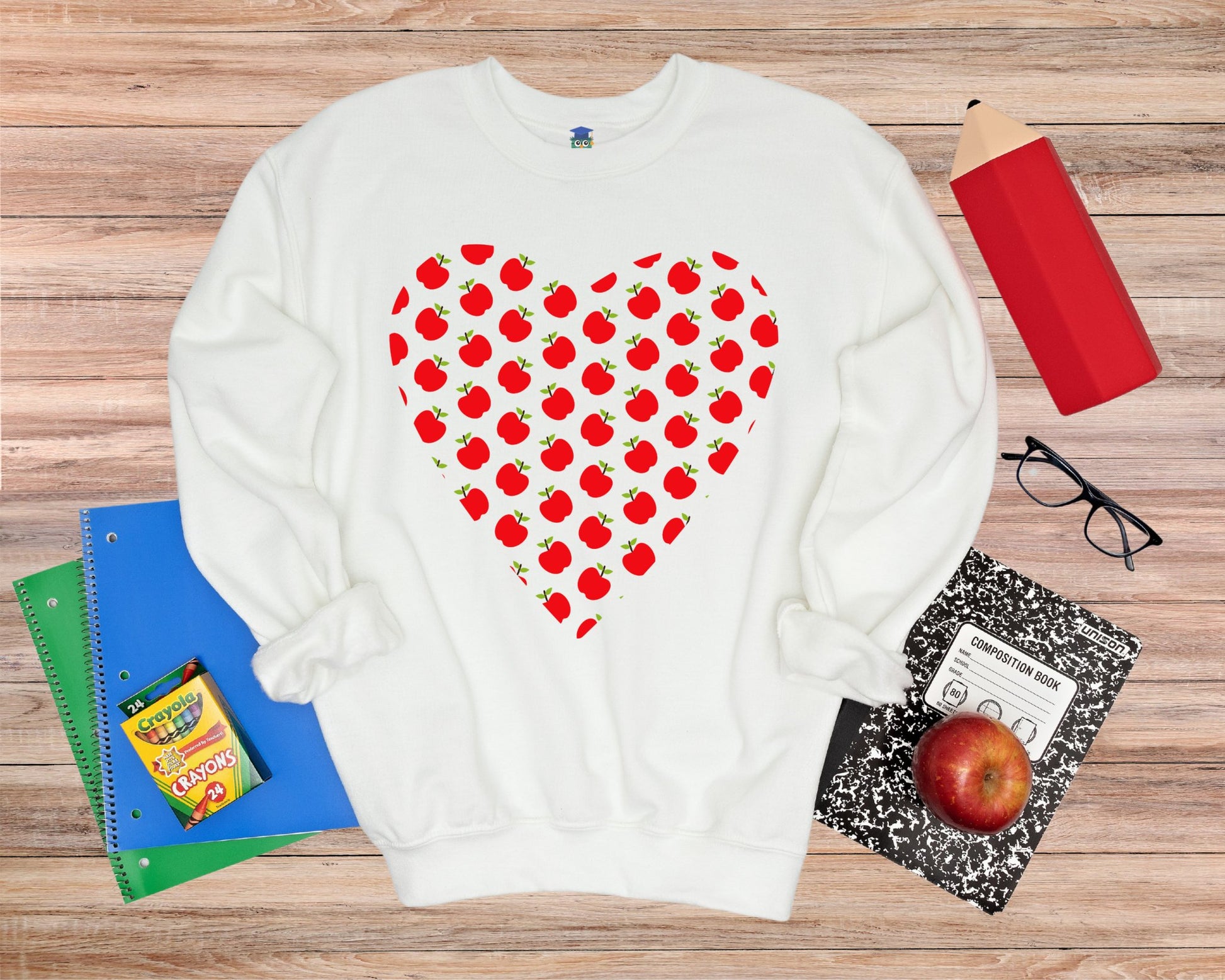 Apples Heart Teacher Sweatshirt - teachngear