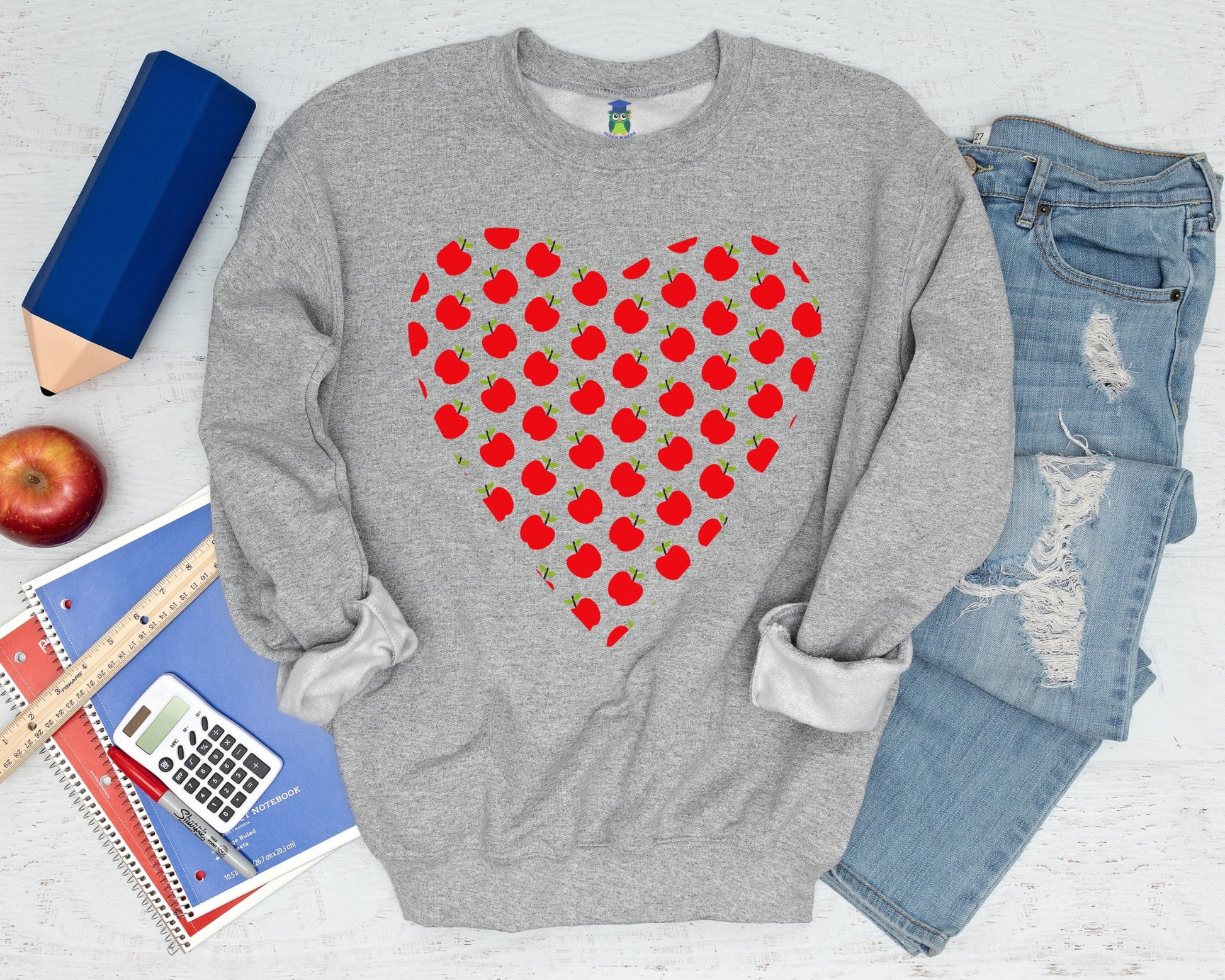 Apples Heart Teacher Sweatshirt - teachngear