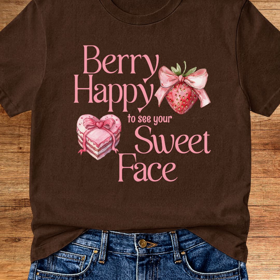 Berry Happy to See Your Sweet Face Teacher T-Shirt - teachngear