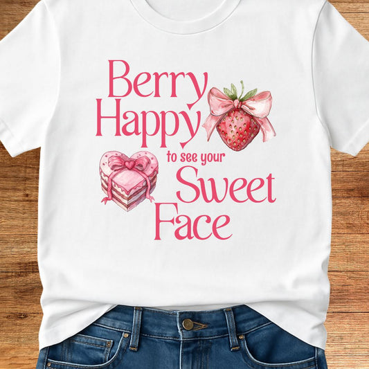 Berry Happy to See Your Sweet Face Teacher T-Shirt - teachngear