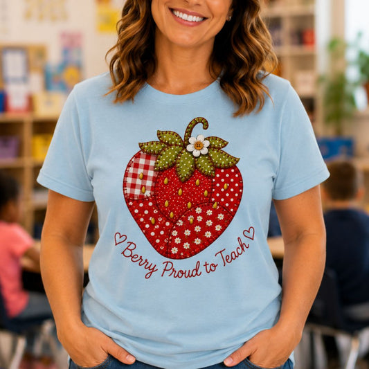 Berry Proud to Teach Patchwork Teacher T-Shirt - teachngear