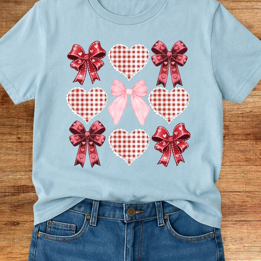 Bows and Hearts Valentines Teacher T-Shirt - teachngear