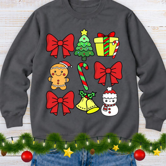 Bows and Icons Christmas Teacher Sweatshirt - teachngear