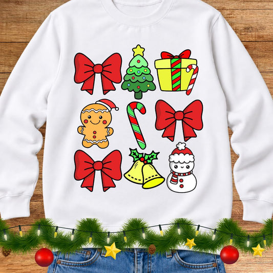 Bows and Icons Christmas Teacher Sweatshirt - teachngear