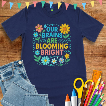 Brains Blooming Bright Teacher T-Shirt - teachngear