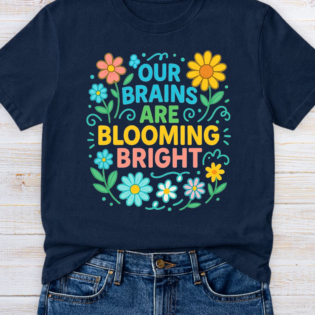 Brains Blooming Bright Teacher T-Shirt - teachngear