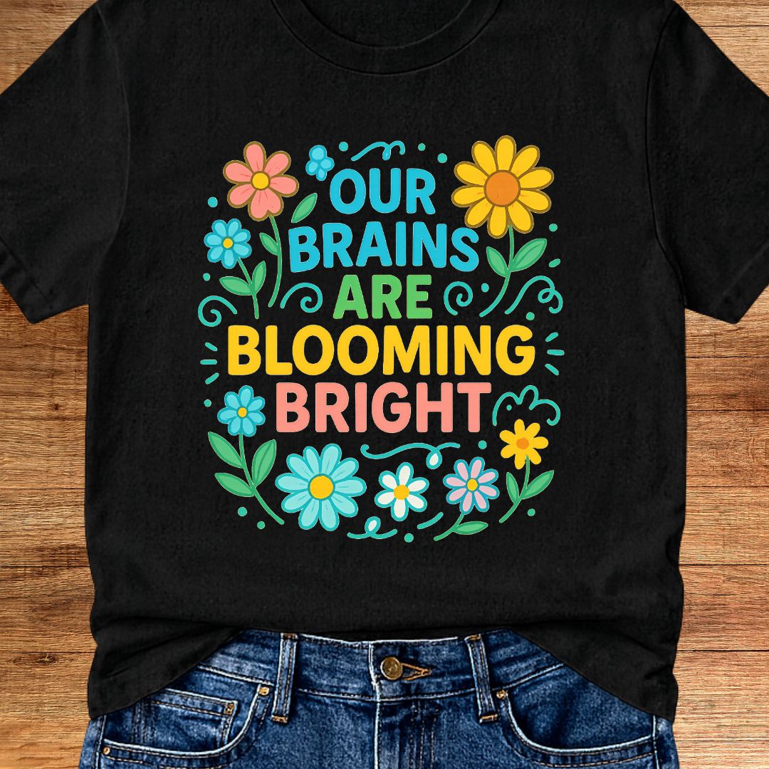 Brains Blooming Bright Teacher T-Shirt - teachngear