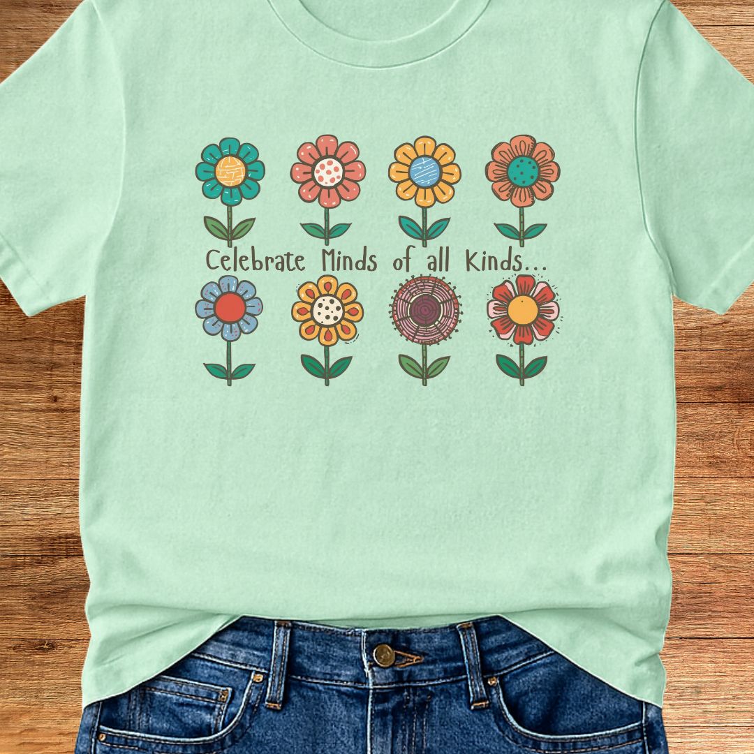 Celebrate Minds of all Kinds Teacher T-Shirt - teachngear