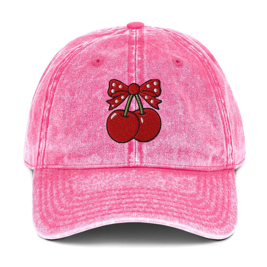 Cherries Embroidered Cotton Twill Cap - teachngear