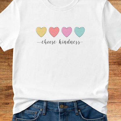 Choose Kindness Mini Hearts Teacher T-Shirt - teachngear