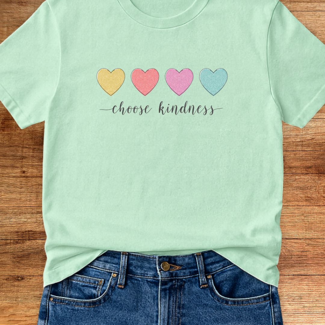 Choose Kindness Mini Hearts Teacher T-Shirt - teachngear