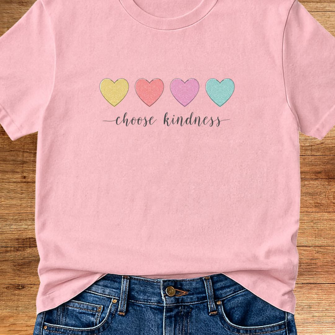 Choose Kindness Mini Hearts Teacher T-Shirt - teachngear