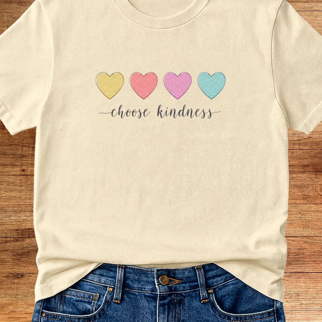 Choose Kindness Mini Hearts Teacher T-Shirt - teachngear