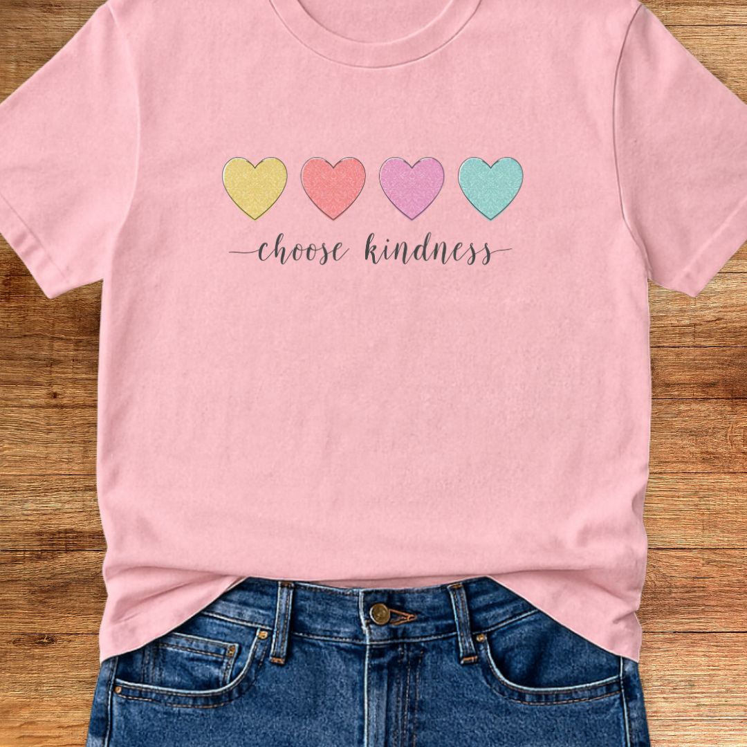 Choose Kindness Mini Hearts Teacher T-Shirt - teachngear