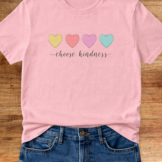 Choose Kindness Mini Hearts Teacher T-Shirt - teachngear