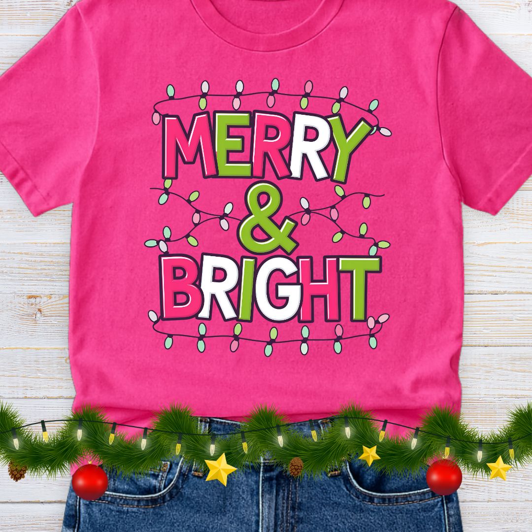 Christmas Merry and Bright Teacher Shirt - teachngear