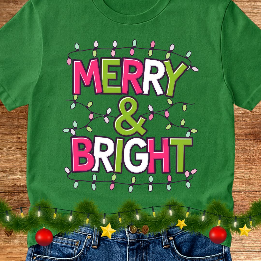 Christmas Merry and Bright Teacher Shirt - teachngear