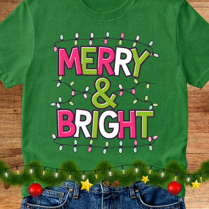 Christmas Merry and Bright Teacher Shirt - teachngear