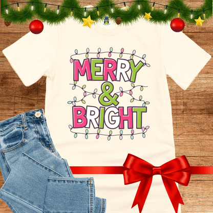Christmas Merry and Bright Teacher Shirt - teachngear