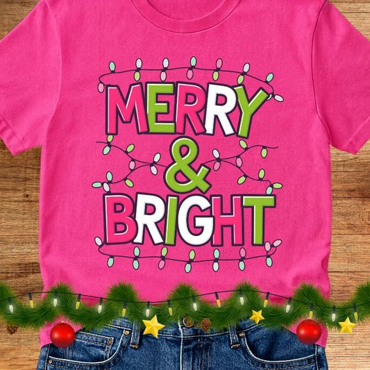 Christmas Merry and Bright Teacher Shirt - teachngear