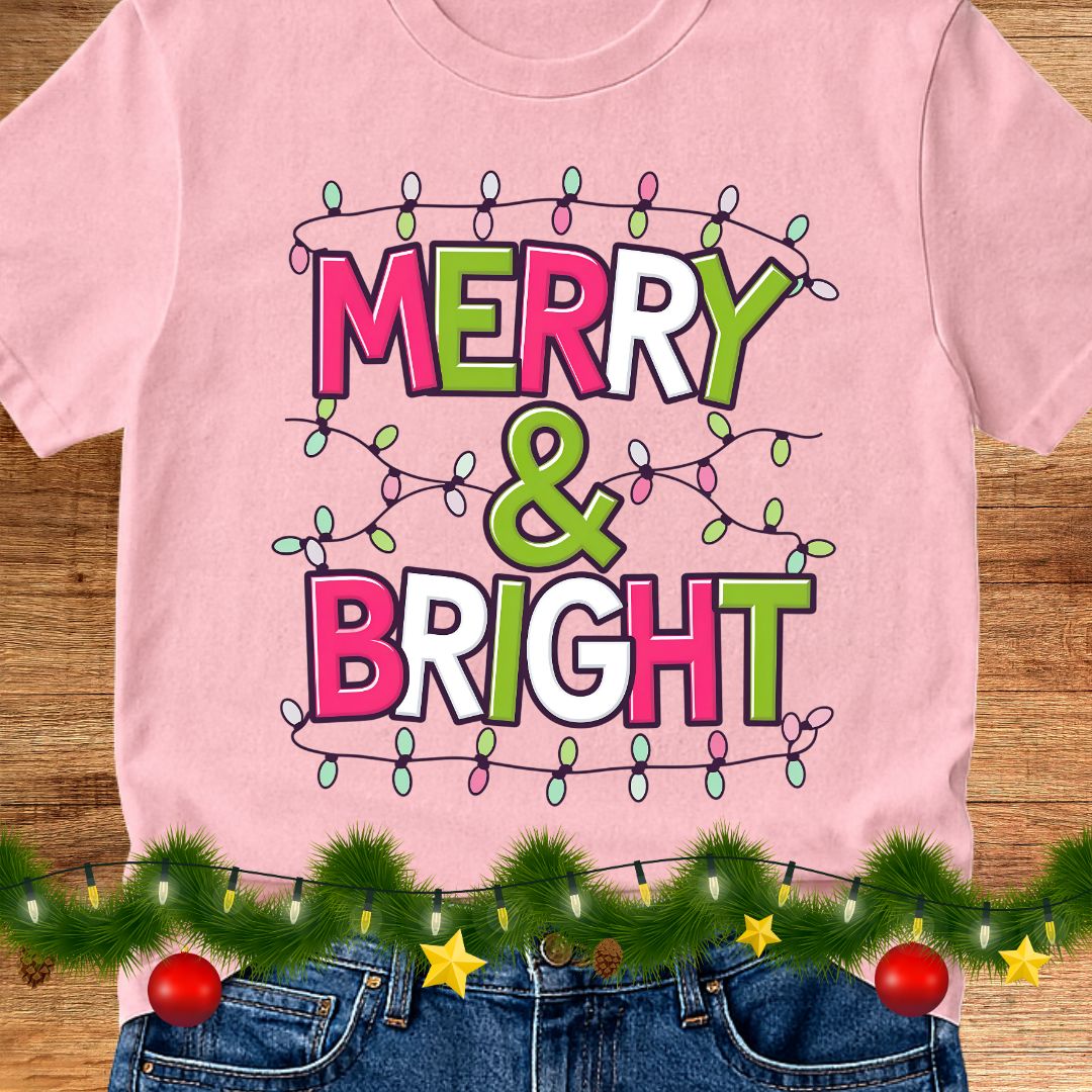 Christmas Merry and Bright Teacher Shirt - teachngear