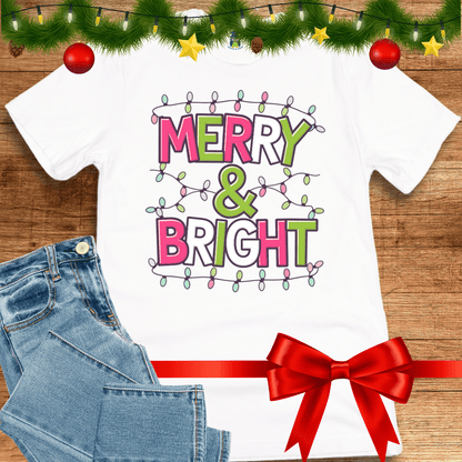 Christmas Merry and Bright Teacher Shirt - teachngear