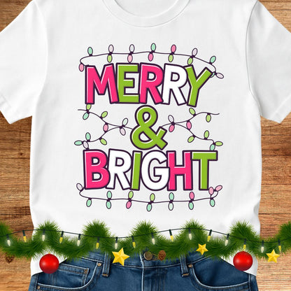 Christmas Merry and Bright Teacher Shirt - teachngear
